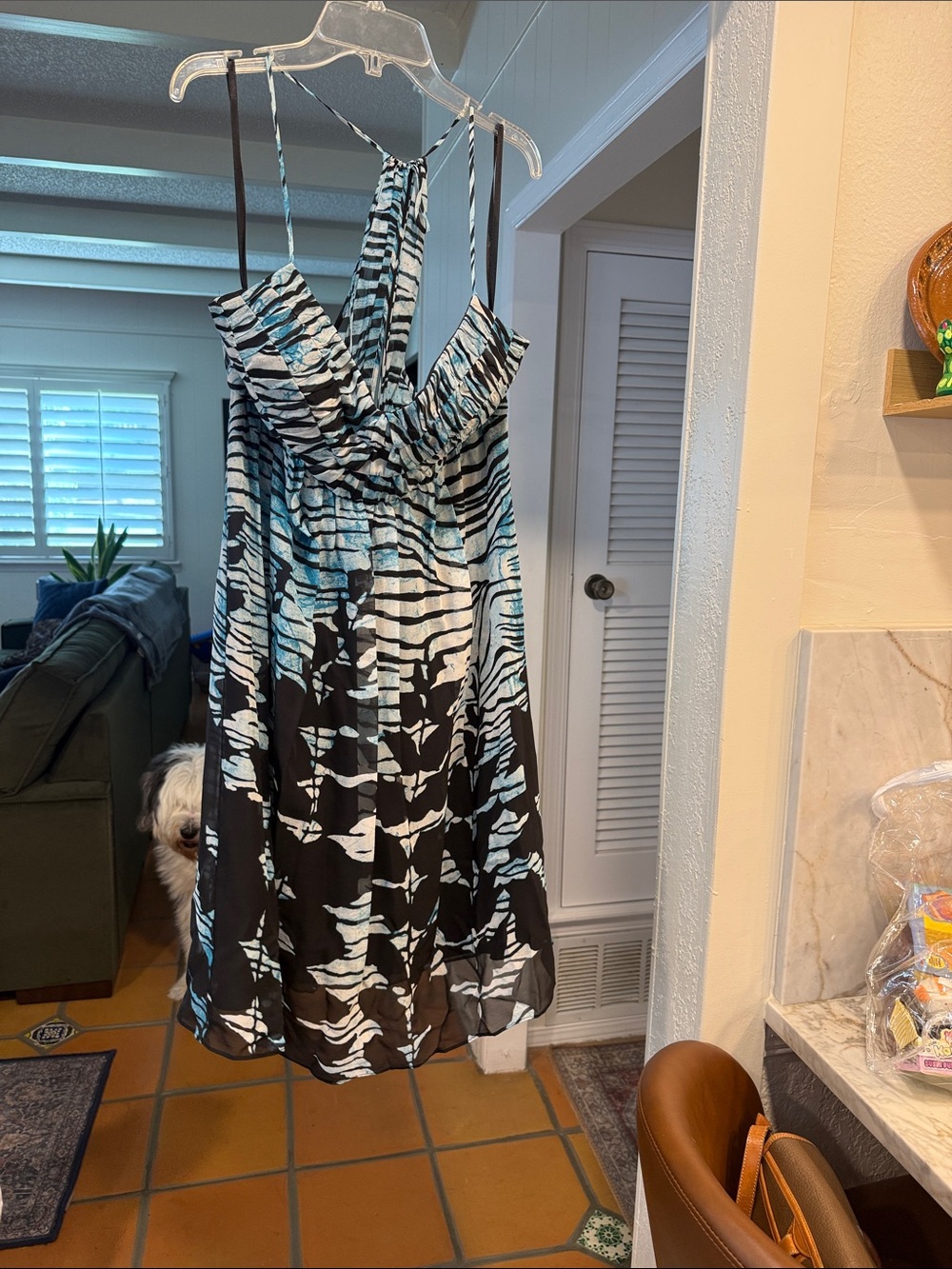 Max & Cleo Black and Light Blue Printed Midi Dress